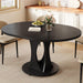 59" Extendable round Dining Table for 6-8, Kitchen Table with Sturdy Double Arc Base & Backboard Clasp Desktop, Mid-Century Modern Dinner Table, Kitchen Dining Room, Space Saving, Black