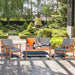4 Pieces Acacia Wood Patio Furniture Set, Outdoor Seating Chat Set with Gray Cushions & Back Pillow, Conversation Set with Coffee Table, Ideal for Garden, Backyard, Poolside