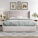 Full Size Lift up Storage Bed, Modern Wingback Headboard, Hydraulic Support, No Box Spring Needed, Light Beige