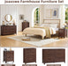 Farmhouse 5 Drawer Dressers for Bedroom, Walnut