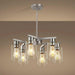 Brushed Nickel Six Light Farmhouse Chandelier Glass