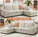 Beige Sectional Sofa 99", Convertible, with USB