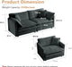 Luxury 2 Piece Loveseat Couch & Sofa Armchair Set, Modern Upholstered Chenille Cloud Couches Set Furniture with 5 Pillow for Living Room Bedroom Office Apartment, Grey