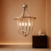 12.6" Modern Chandelier Farmhouse 4 Light Geometric Cage Pendant Hanging Lighting Fixture Adjustable Height Brushed Nickel and Wood Grain Finish for Dining Room Living Room Foyer