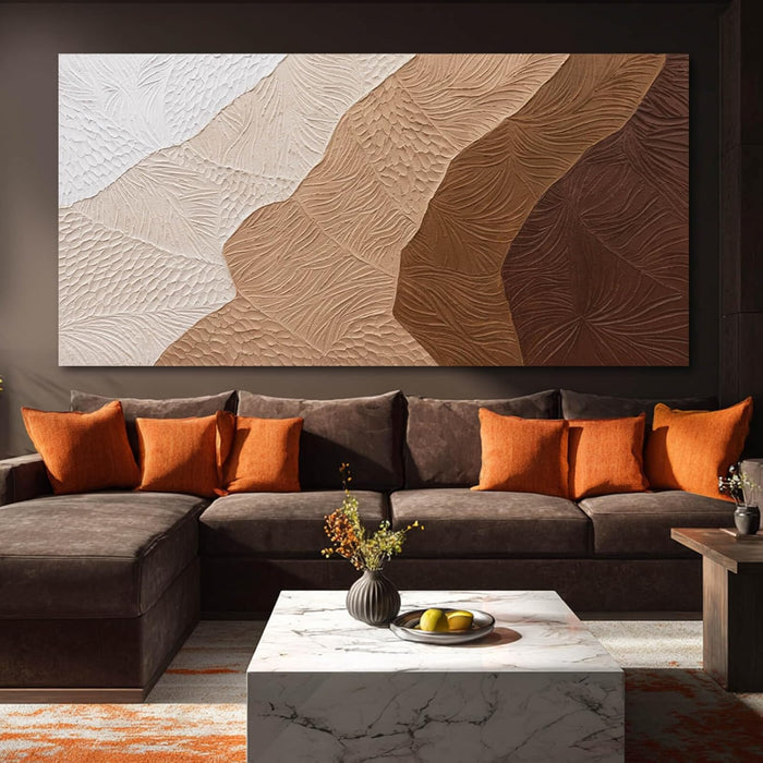 White and Brown Home Wall Decor Textured Large Canvas Wall Art Contemporary Art Painting 29"X58" Artwork for Living Room Office