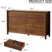 55" Wide 8-Drawer Dresser, Mid-Century Modern Chest with Solid Wood Legs, Concealed Handle,Large Wood Storage Organizer, Bedroom Storage,Walnut