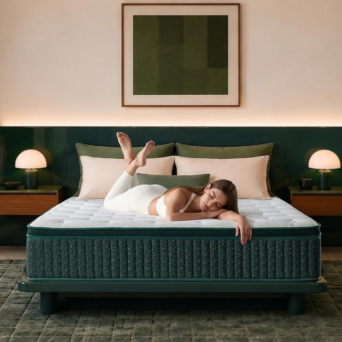 King Size Mattress, 12 Inch King Mattress in a Box, Cooling Gel Memory Foam Hybrid Mattress with Pocketed Coils, Medium Firm Feel, Certipur-Us Certified, Pressure Relief, Motion Isolation