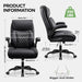 Office Chair, Ergonomic Executive Desk Chair with Lumbar Support for Lower Back Pain Relief, Padded Flip-Up Armrests, Leather Home Office Chair, Black