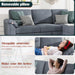 Gray Linen Sectional Sofa with Pillows