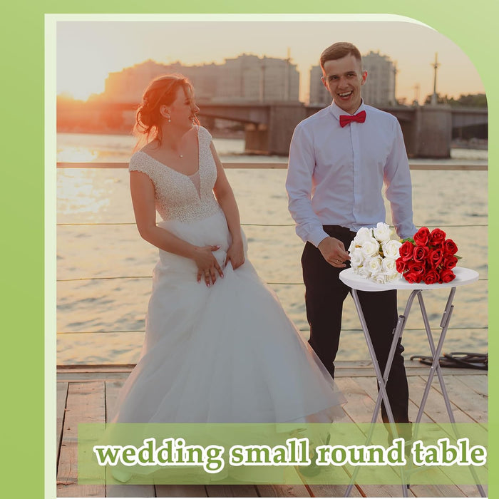 Foldable White Round Cocktail Tables 23.6x44 Inches