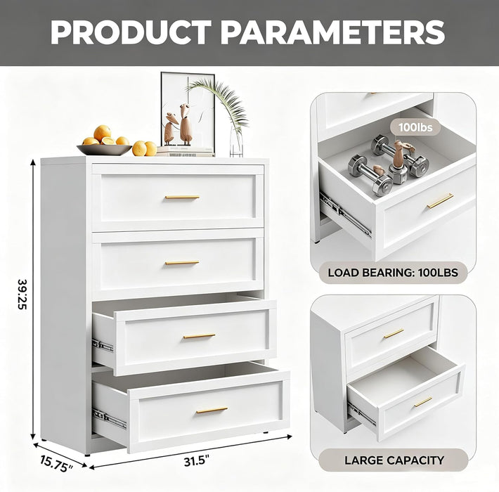 Tall White Dresser for Girls Bedroom,White Chest of Drawers for Bedroom,Metal Dressers for Kids Bedroom Living Room Hallway,Entryway, Nursy