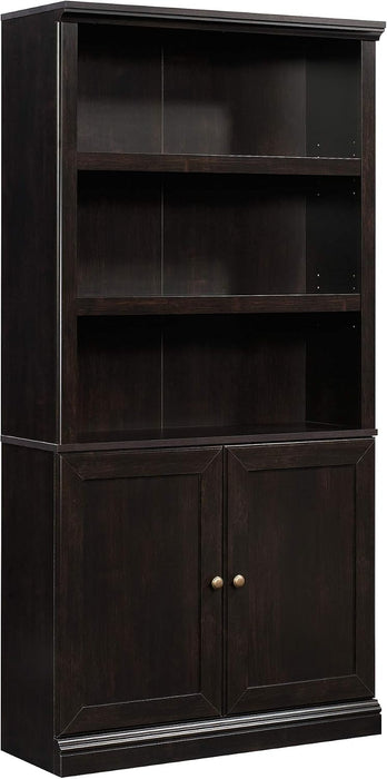 Select Book Shelf, Bookshelf with Storage, Library Bookcase with Doors and Adjustable Shelves, in Estate Black