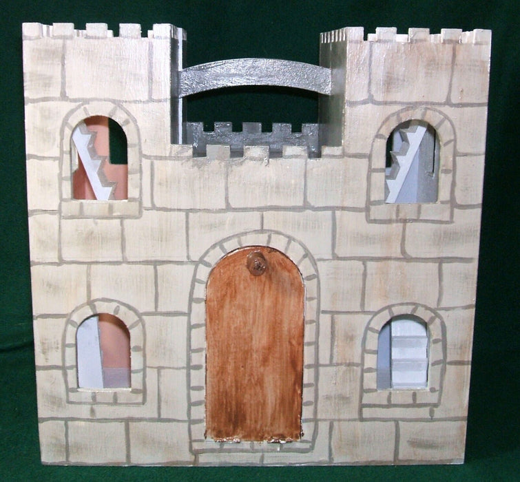 Wooden Castle Playhouse 13" X 13" X9" (13" X26' X4.5") with Handle and Furniture