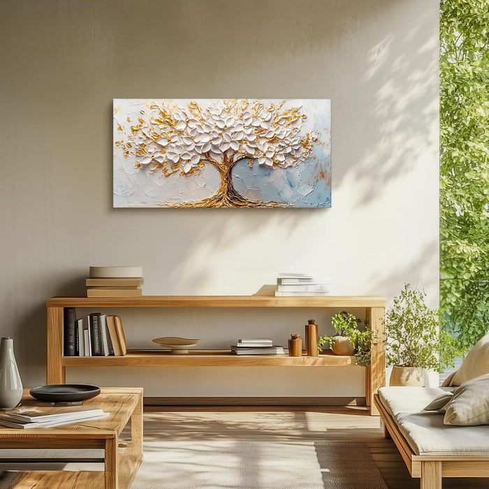Tree of Life Large Wall Art, Blossom Tree Canvas Paintings, Nature Landscape Abstract Art Prints, Modern Trendy Pictures Wall Decor Living Room Bedroom, Office Art Wall Decoration 20"X40"