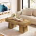 Farmhouse Coffee Table, 47 Inches Wooden Rectangular Accent Center Tables with Thick Base, Modern Low Cocktail Tea Furniture for Living Room (Rustic Brown)