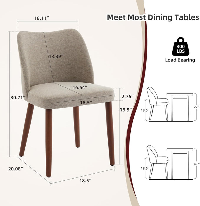 Wooden Dining Chairs Set of 4, Upholstered Mid Century Dining Chairs with Thick Seat Cushion and Curved Back for Dining/Kitchen/Living Room, Camel