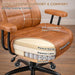 Brown Leather Office Chair with Quiet Rubber Wheels