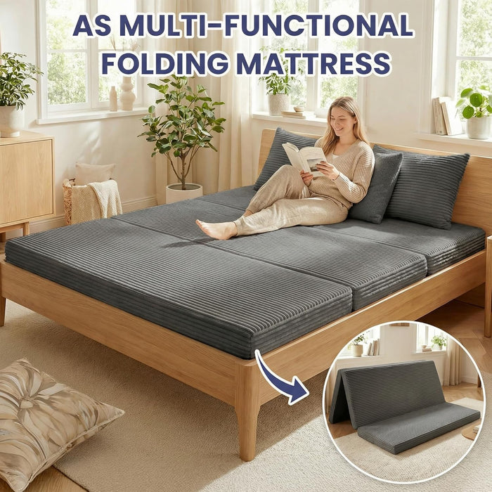 Gray FourInOne Convertible Compact Sofa Bed Pillow