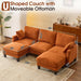 OneHundredInch UShaped Sofa Plush Chenille Ottoman Orange