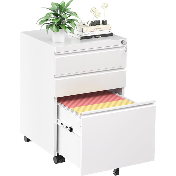 Locking 3-Drawer Rolling File Cabinet