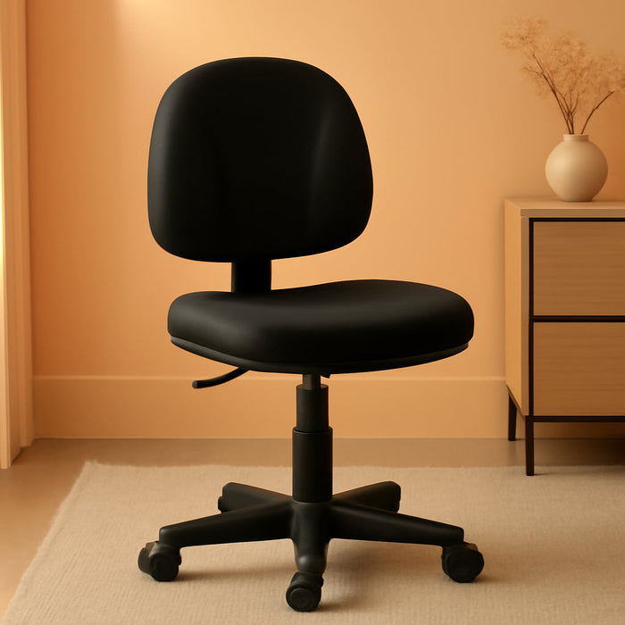Office Star Pneumatic Sculptured Office Task Chair with Thick Padded Seat and Built-In Lumbar Support, Black