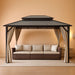 Hard Top Gazebo 12 Ft X16 Ft for All Weather, Double Polycarbonate Sheets Roof, Aluminum Alloy Frame, Net, and Curtain, Permanent Building for Patio, Deck, Backyard, Lawn, and Garden