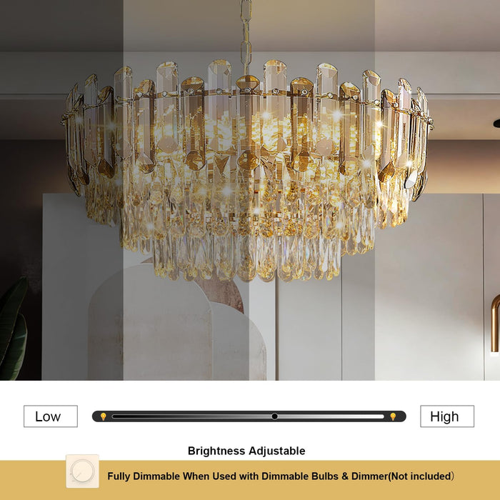 Luxurious Gold Crystal Chandelier 24 Inch Lighting
