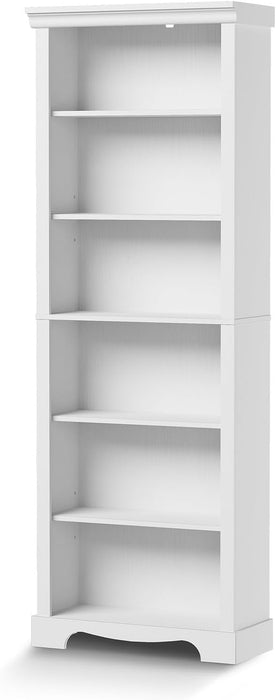 6-Tier Bookshelf, 73 Inch Tall Bookcase with 2 Adjustable Shelves, Book Shelf with Anti-Tipping Device, Wooden Bookcase for Study Room, Living Room, Home Office, Bedroom (White)