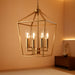 4-Light Gold Farmhouse Chandelier Iron Lantern Pendant Light