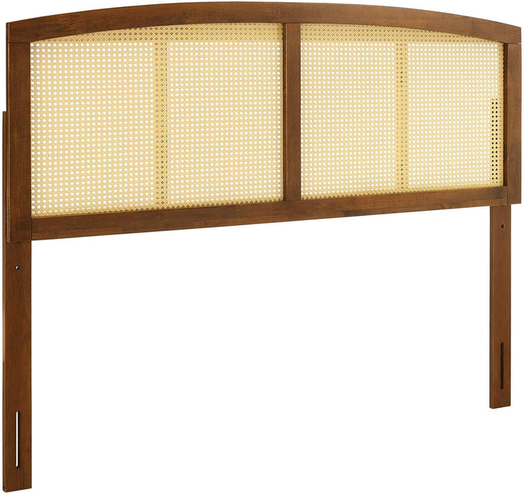 Halcyon Cane Woven Rattan King Headboard in Walnut