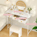 Makeup Vanity Desk No Mirror, 37.2 Inch Vanity with 3 Drawers, Girls Vanity Dressing Table for Bedroom, Small Vanity Table Home Office Desk for Small Spaces, White