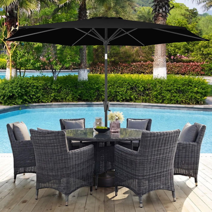 10 Ft Patio Umbrella Outdoor with Push Button Tilt, Black