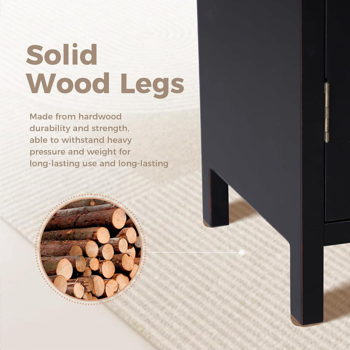 Small Solid Wood Hallway Storage Solutions Cabinet