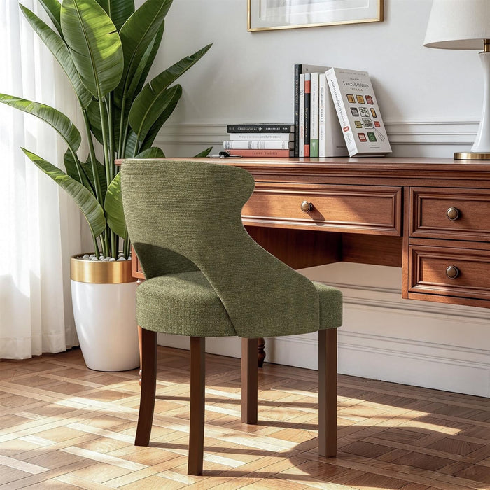 Wooden Dining Chairs Set of 4,Modern Fabric Upholstered Dining Room Chair Kitchen Side Chairs with Solid Wood Legs,Mid Century Farmhouse Dinner Chairs for Kitchen Dining Room,Restaurant,Green