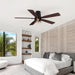 52 Inch Ceiling Fans with Lights, Farmhouse Ceiling Fan with Lights and Remote, Noiseless DC Motor, Black Flush Mount Ceiling Fan for Bedroom Living Room Indoor Outdoor