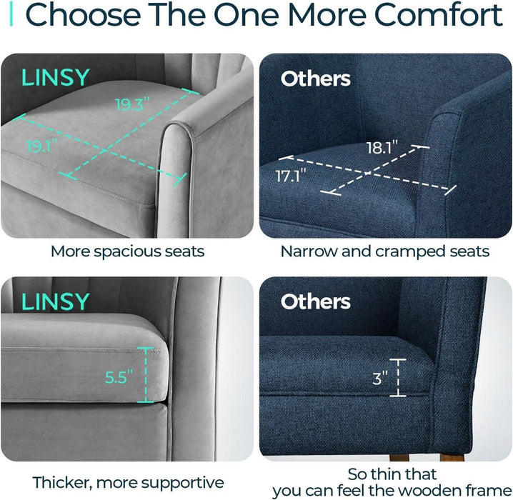 Swivel Accent Chair with Ottoman: Small Velvet Barrel Chair 360 Swivel Modern Armchair, Upholstered Reading Chair with Footrest for Living Room Bedroom Study Room (Grey)