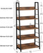 Industrial Bookshelves and Bookcases, Ladder Shelf 5 Tiers with Metal Frame for Living Room, Home Office, Rustics Brown
