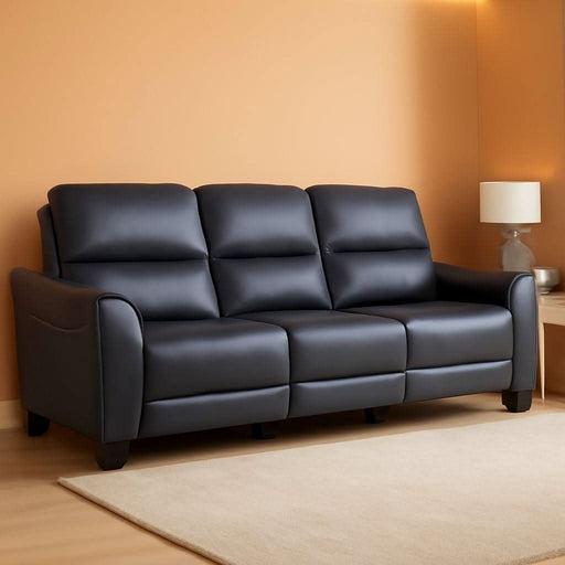 Mercomatic Contemporary Leather Match Wall Hugger Power Reclining Sofa with Adjustable Headrest and USB Ports, Blue