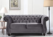 Modern Gray Velvet Chesterfield Loveseat