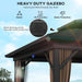 10' X 10' Hardtop Gazebo Canopy with Galvanized Steel Double Roof, Aluminum Frame, Permanent Pavilion Outdoor Gazebo with Netting and Curtains for Patio, Garden, Backyard, Dark Brown