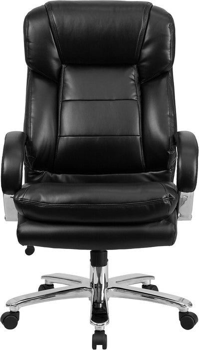 Hercules Series Leathersoft Swivel Office Chair with Loop Arms, Ergonomic High-Back Executive Chair with Padded Seat and Arms, Black
