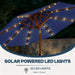 10FT Solar Patio Umbrella with Lights, Outdoor Table Market Umbrella with 32 LED Lights, 8 Sturdy Ribs, Push Button Tilt and Crank for Pool, Deck and Garden, Uv-Resistant
