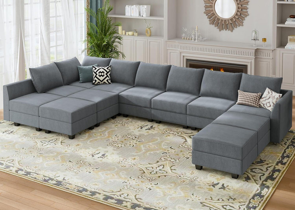 Convertible Sectional Sofa Bluish Grey, Modular, Storage