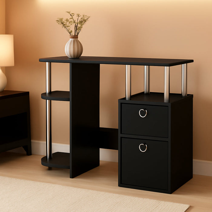 Jaya Simplistic Computer Study Desk, Americano/Chrome/Black