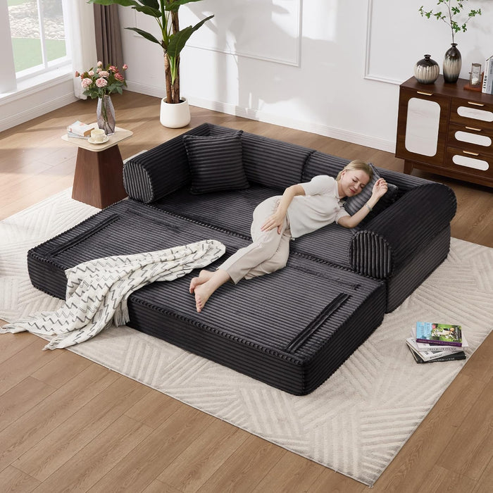 79Inch Convertible Sofa Bed Black Luxurious Comfort