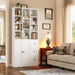 Bookshelf with 2 Doors and 3 Drawers, 71" Storage Bookcase, White