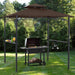 8'X 5' Grill Gazebo Shelter, Outdoor BBQ Gazebo Canopy with LED Light (Coffee)