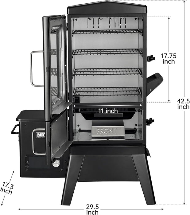 Vertical Pellet Smoker with Cover & Meat Probe, 4-Rack Electric BBQ Smoker Grill, 616 Sq in Cooking Space, Digital LED Temperature Control for Outdoor Smoking Ribs, Brisket, Chicken & Sausage
