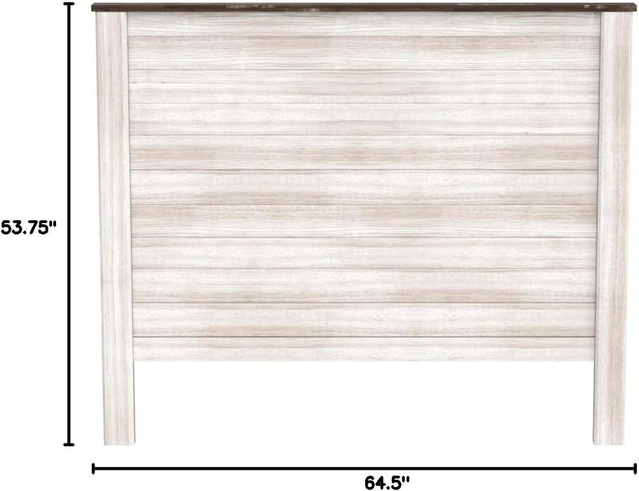 Willowton Cottage Farmhouse Panel Headboard ONLY, Queen, Whitewash