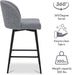 Counter Height Bar Stools Set of 3, 360° Swivel Upholstered Barstools with Backs and Metal Legs, 26" H Seat Height, Fabric in Grey (Multi-Colored)